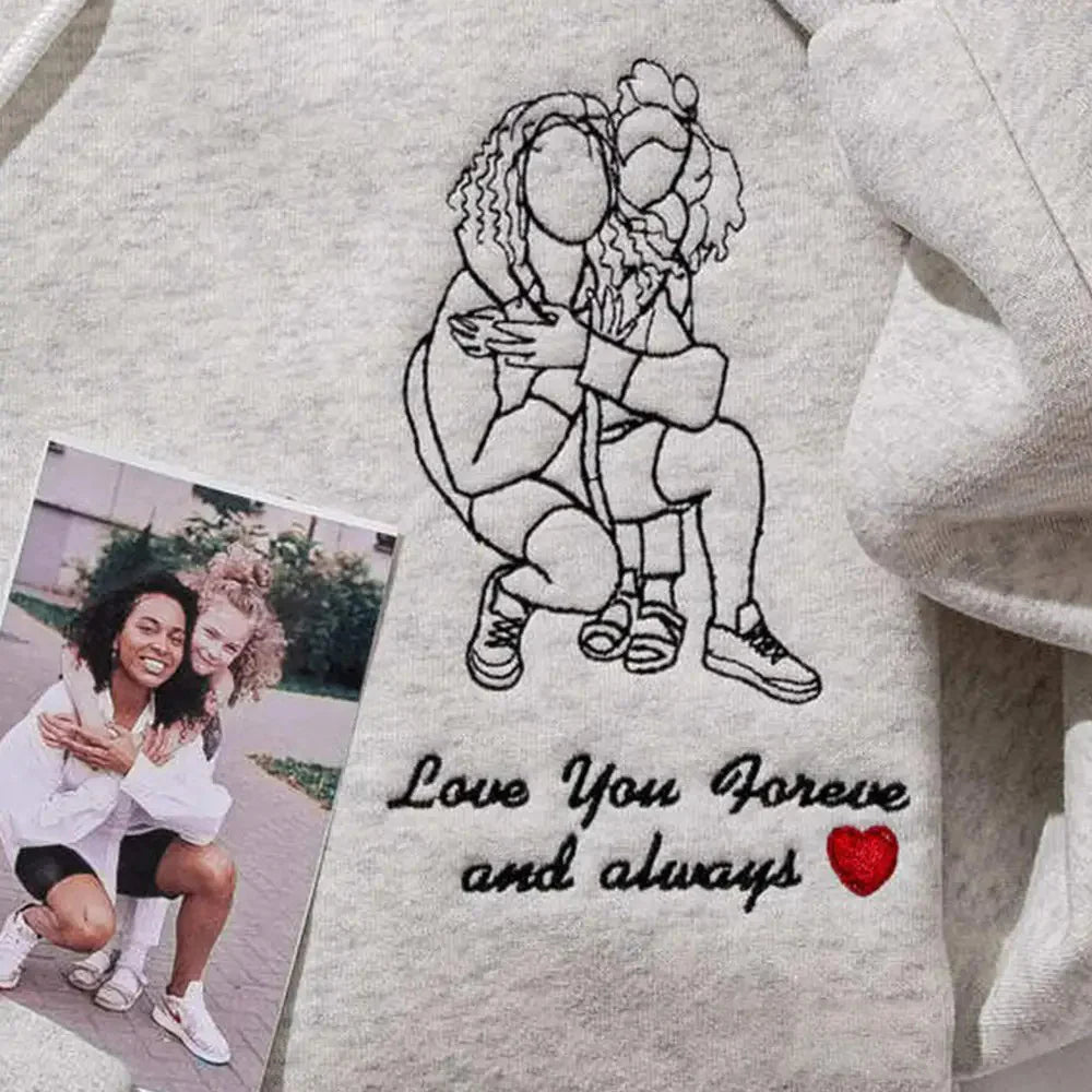 Sweatshirt Custom Photo Embroidered Apparel For Couple