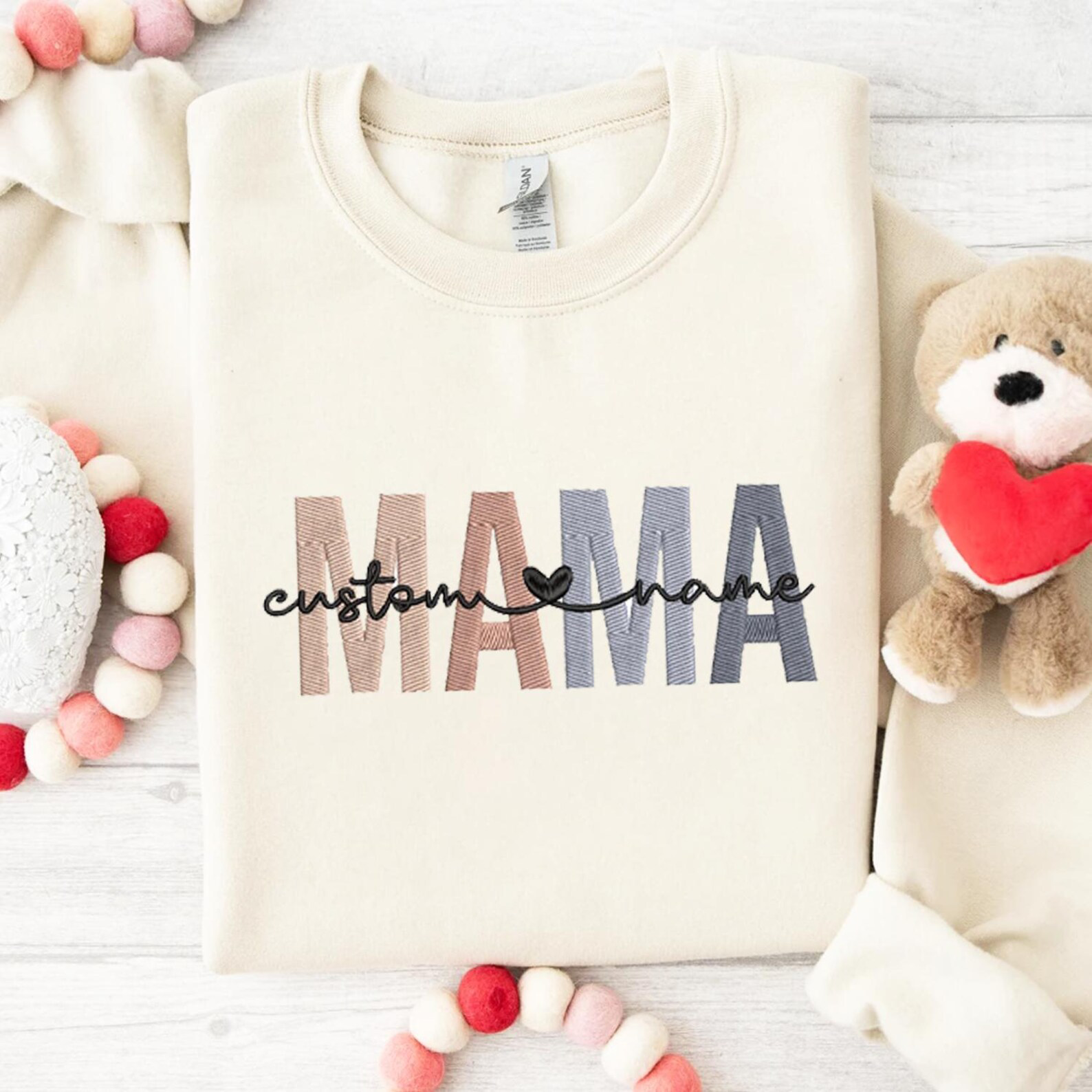 Mama Sweatshirt with Name, Custom Embroidered